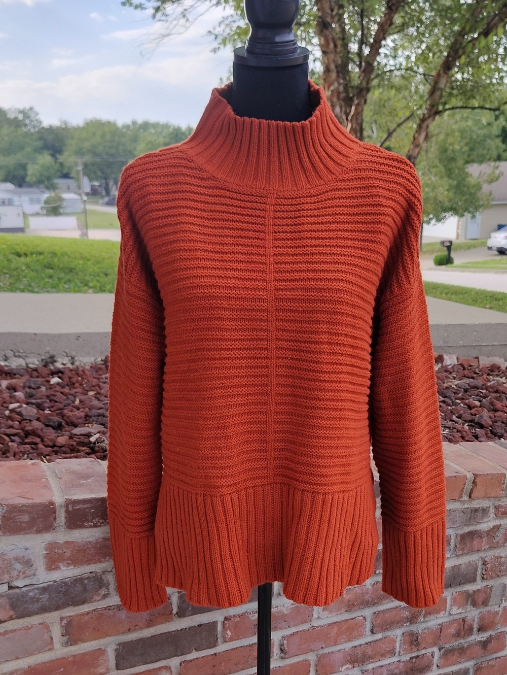 Topshop Chunky Knit Mock Neck Oversized Boxy Fit Sweater Size 4 Thick Lagenlook